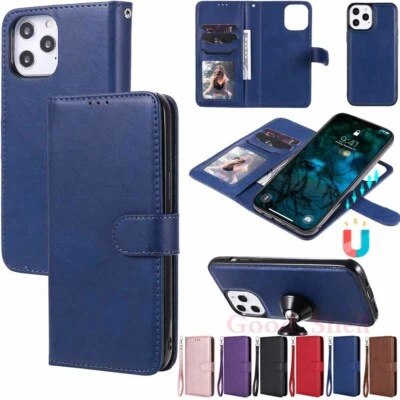 For iPhone 12 Mini 11 Pro Max XR SE 8 7 6s Detachable Leather Wallet Case Cover - Image 1 of 4