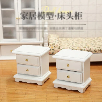 2x Dollhouse Bedroom Furniture Beside End Table Nightstand Cabinet cupboard 1/12 - Image 1 of 4