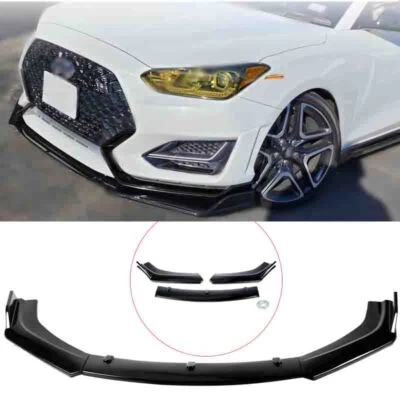 For Hyundai Veloster N 2018-2022 Front Bumper Lip Splitter Body Kits Gloss Black - Image 1 of 4