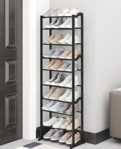 10 Tier Cabinet Storage Black Organiser Shoe Rack Stand Holds 20 Pair Detachable - Picture 1 of 8