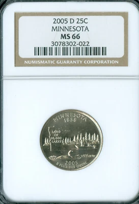 2005 D MINNESOTA QUARTER NGC MS66 BUSINESS STRIKE . - Image 1 of 2