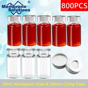 Frascos de vidrio 800-10 ml Frasco de espacio de cabeza transparente 20 mm Tapas superiores de prensado Muestra inferior plana - Imagen 1 de 14