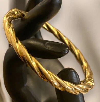 Pulseira articulada vintage de ouro amarelo italiano 14K com cabo de torção 5 mm LINDA! - Imagem 1 de 4
