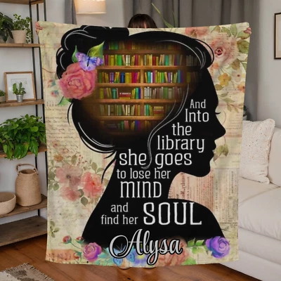 Personalized Custom Gift For Reading Lover Bookworm Fleece Blanket Blanket Gift - Image 1 of 4