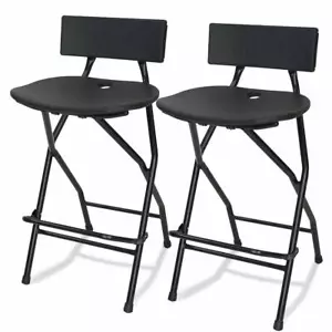 (2 Pack) EventStable TitanPRO? Plastic Folding Bar Stool W/ Backrest Folding - Picture 1 of 8