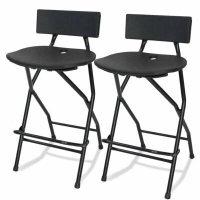 (2 Pack) EventStable TitanPRO? Plastic Folding Bar Stool W/ Backrest Folding - Image 1 of 4