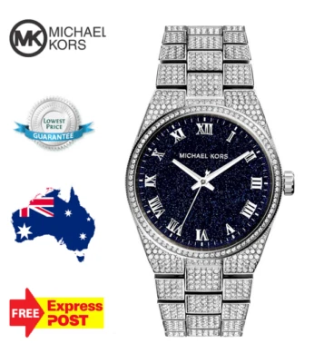 NEW MICHAEL KORS CHANNING MK6089 SILVER/BLUE/CRYSTAL QUARTZ WOMENS LADIES WATCH - image 1 of 4