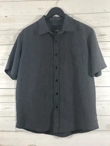 Rip Curl Mens Short Sleeve Button Front Striped Shirt Gray Size Small - Picture 1 of 6