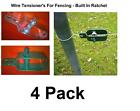 Wire Fence Tensioner 4 Pack -  Ratchet Type - Galvanised Green or Zinc