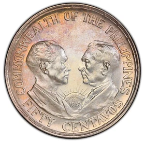 Philippines - USA Admin - 1936-M - "Murphy-Quezon" 50 Cent. - PCGS MS63 - COLOR - Picture 1 of 5