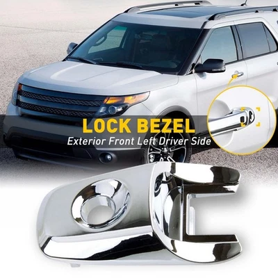 NUEVO Para Ford Explorer Manija Delantera Conductor Cerradura Cromo Exterior Puerta Tapa Cilindro Foto 1 de 4