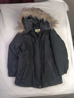 Chaqueta Eddie Bauer Mujer Pequeña Mediana Negra Plumón de Ganso Parka Abrigo Con Capucha Foto 1 de 4