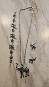 Elephant Necklace and Earring Set - Picture 1 of 5