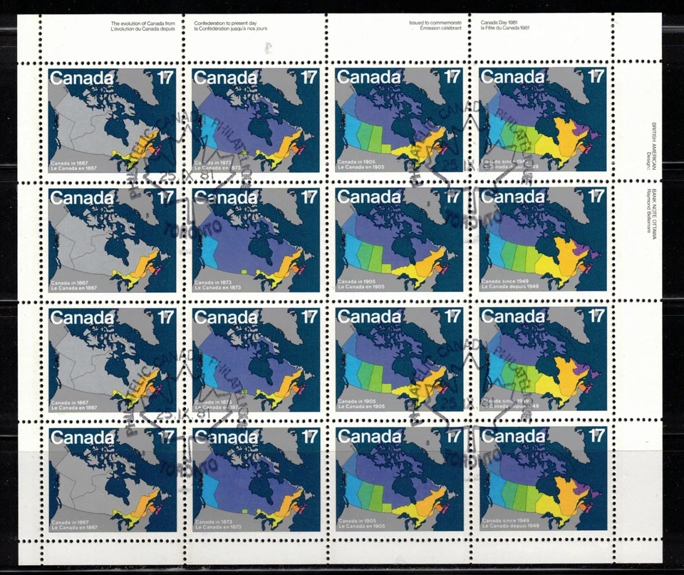 CANADÁ - HOJA RECUERDO USADA - SCOTT 893a - DÍA DE CANADÁ - 1981 Foto 1 de 1