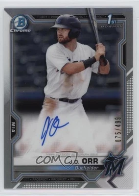 2021 Bowman Chrome Prospect Auto Refractor /499 JD Orr #CPA-JO Auto - Image 1 of 2