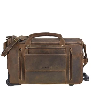 Greenburry Reisetasche mit Rollen Leder Trolley antikbraun 54x37x31cm - Bild 1 von 12