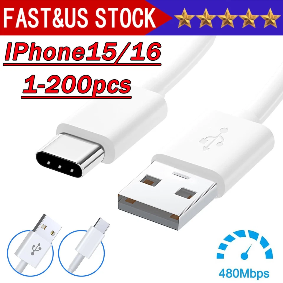 IPhone 17 16 Pro Max Plus USB-A Cable Fast Charger Type C Charging Data Lot Cord - Image 1 of 4
