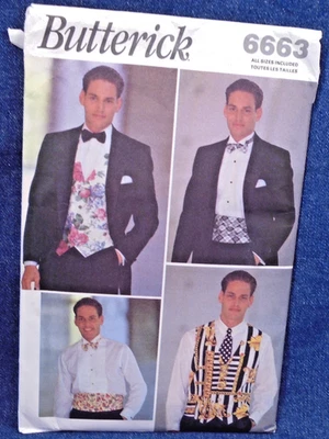 Chaleco de Colección Años 90 Patrón de Costura Butterick 6663 Para Hombres Cummerbund Lazo XS-XL Nuevo Foto 1 de 2