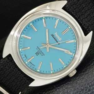 INDIAN VINTAGE HMT KOHINOOR HAND-WINDING MENS TURQUOISE BLUE WATCH a441053-1 - Picture 1 of 9