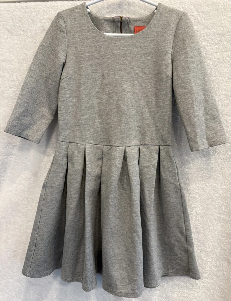 Vestido Ellie Kai Ellie Niña Gris Plisado Cremallera Expuesta USADO UNA VEZ Talla 8/9M Vacaciones Foto 1 de 4