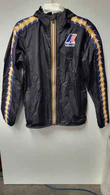 K-WAY X KAPPA Collab Negro Claude Con Capucha Embalable Ligero Cortavientos Pequeño Foto 1 de 4