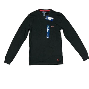 POLO RALPH LAUREN Jungen Waffelstrick Thermo Nachtwäsche Shirt Größe Small schwarz neu mit Etikett - Bild 1 von 5