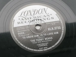 THE TEDDY BEARS  1958 UK 78  TO KNOW HIM IS TO LOVE HIM     LONDON HLN.8733 - Picture 1 of 4