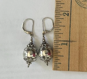 Handmade Vintage Sterling Silver Bali Earrings, with Comfortable Leverback Wires - Picture 1 of 6