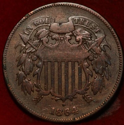 1864 Philadelphia Mint Copper Two Cent Coin - Image 1 of 2