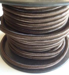 Brown Cloth Covered Cord, 3 Conductor Antique Style Cloth Wire, Vintage Lights - Picture 1 of 3