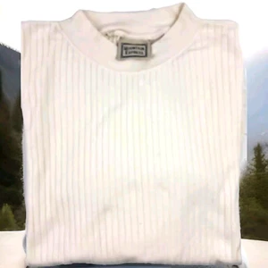 Mountain Express Mens XL 100% Cotton Ivory Long-Sleeve Pullover Knit Mock T Neck - Picture 1 of 5
