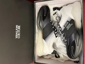 100% Auth Versace Jeans Couture Sneakers Black/White Shoes Sz: 42 $350 NEW w/BOX - Picture 1 of 11