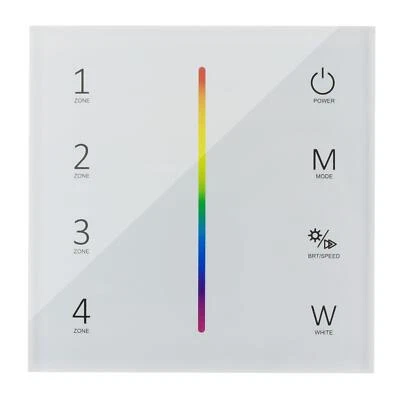 Elegance RGB RGBW LED 4-Zone Wall Touch Panel Controller Battery 5-Pin; RGB+W - Image 1 of 4