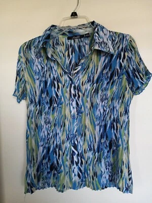 Camisa Essentials By Milano Botón Frontal Mujer Talla L Manga Corta Foto 1 de 3