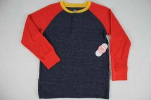 NEU Jungen Thermo Henley Top Large 10 - 12 Waffel Strick Shirt blau orange Raglan - Bild 1 von 2