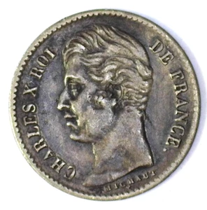 FRANCE KING CHARLES X SILVER 1828A ¼ FRANC XF (KM-722.1) - Picture 1 of 2