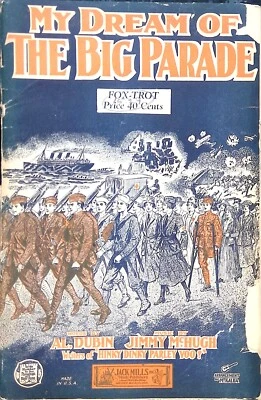 My Dream Of The Big Parade Band Orchestra Score Parts Jimmy McHugh 1926 Fox Trot - Image 1 of 4