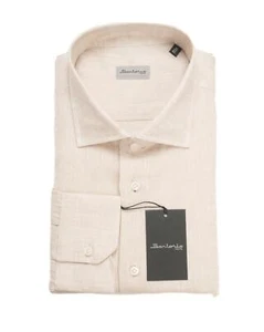Sartorio by Kiton NWT $650 Beige 100% Linen Casual Dress Shirt (40 eu) 15.75 US - Picture 1 of 4