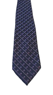 Corbata para hombre Club Room 100 % seda azul corbata geométrica oficina boda diseñador Foto 1 de 4