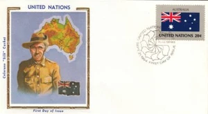 Gold Folio Silk Australia Australien National Dress Flag Map UN FDC 1984 - Picture 1 of 1