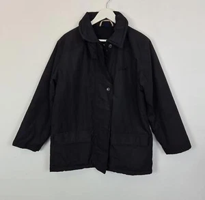 Ellesse Coat Womens Size 14 Plain Black Fleece Lined Padded Collared Jacket - Picture 1 of 6