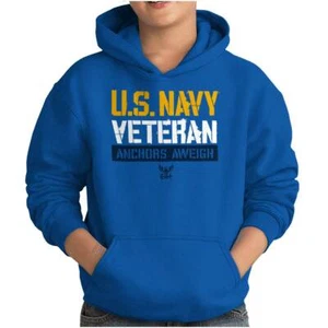 US Navy Veteran Anchors Aweigh Seal Logo Youth Hooded Sweatshirt Boy or Girl - Picture 1 of 10