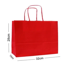 Red Gift Bags Landscape Large Paper Party Present Boutique Shop Bag - Picture 1 of 3