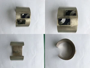 Silberner Armreif 925 Handarbeit  2 Art Dèco Glassteine Gewicht 82 Gramm - Bild 1 von 8