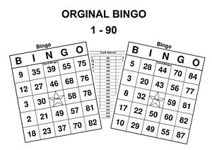 Original Bingo 1-90 Zahlen 100 A5 Karten PDF Hochwertige Dateien Spiel Familie Spaß