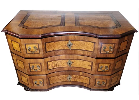 Antique PERIOD 18th C VENETIAN ITALIAN Inlaid Burl WALNUT Chest COMMODE Dresser Cover