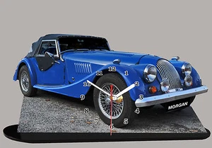 MODEL CARS, MORGAN BLUE -01,11,8x 7,8 inches and aluminium with Clock - Picture 1 of 1
