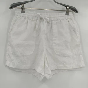 Quince White European Linen Shorts sz S Women's Elastic Waist Drawstring NWT - Picture 1 of 6