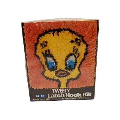 Винтажный Tweety птица защелка крюк ковер подушка набор новый из старых запасов Looney Tunes - Изображение 1 из 2
