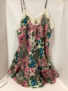 VTG Victoria's Secret Gold Label Floral Slip Peplum Babydoll Dress Y2K Whimsy Sm - Picture 1 of 3